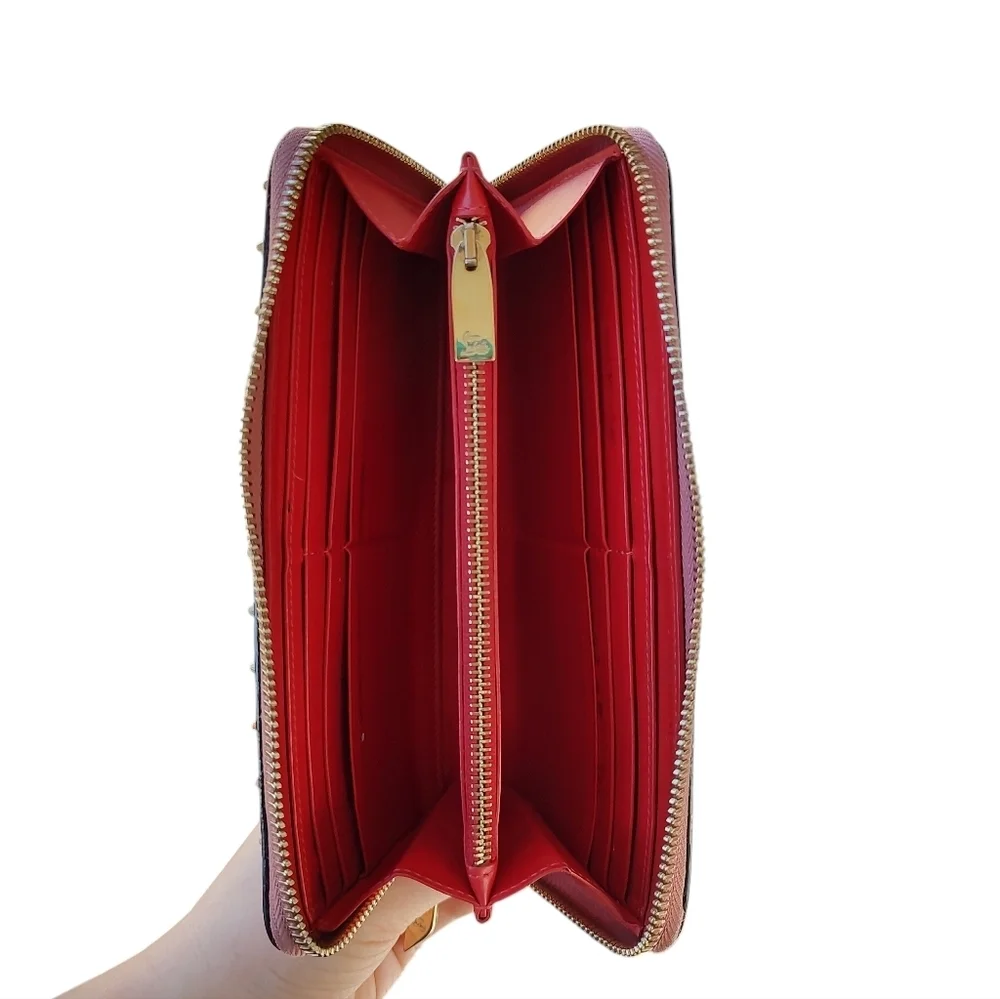 Authentic Christian Louboutin Candy Pink Leather Studded Wallet With Dust Bag